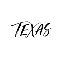 Texas hand drawn lettering. Hand drawn brush style modern calligraphy. Vector illustration of handwritten lettering. 