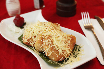 Fried banana with cheese