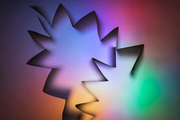 Modern festive abstract vector template with angular multicolored neon figures