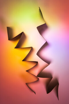 Modern festive abstract vector template with angular multicolored neon figures