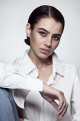 Vintage style portrait of young beautiful tomboy