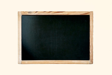 Realistic black chalkboard with wooden frame on the wall School blackboard