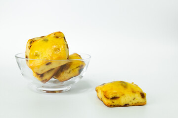 cookies in a bowl on a white background