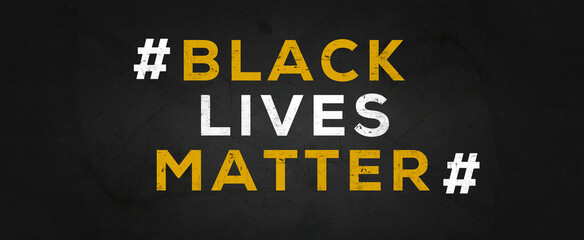 Creative Illustration text Design black lives matter on dark asphalt texture.