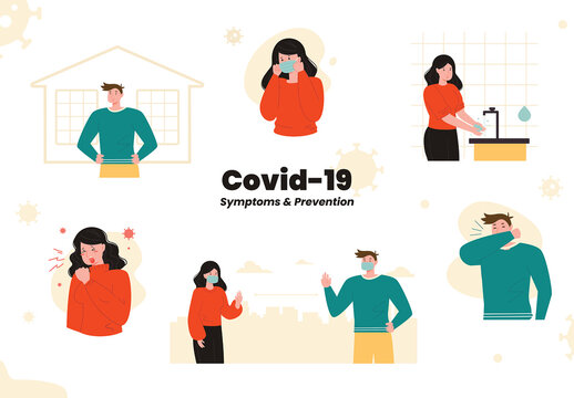 Covid 19 Sympton and Prevention Illustration Kit