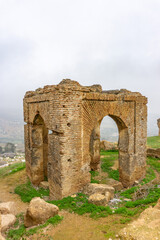 Ancient Marinid tombs and mausoleum ruins in Meknes, Morocco during various times of day.