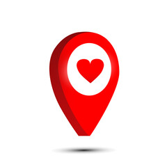 3d map pointer pin isolated on white background