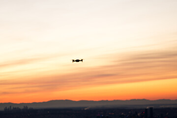 Drone flying like a bird above Vancouver in beautiful British Columbia, Canada.
