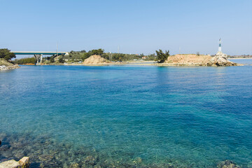 Fototapeta premium View of Coastal street of Nea Poteidaia, Chalkidiki, Greece