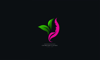 Woman's face in flower leaves. Abstract design concept for beauty salon, massage, cosmetic and spa. Vector female logo design template