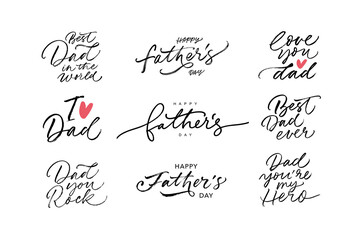 Happy Father's day calligraphy greeting cards. Modern vector brush calligraphy collection. Happy Father's Day typography design