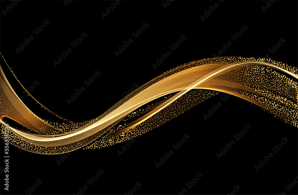 Poster Abstract shiny color gold wave design element