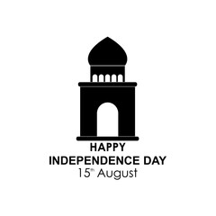 India independence day lettering design with Indian mosque icon, silhouette style