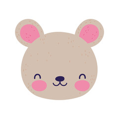cute bear face little animal cartoon isolated design icon