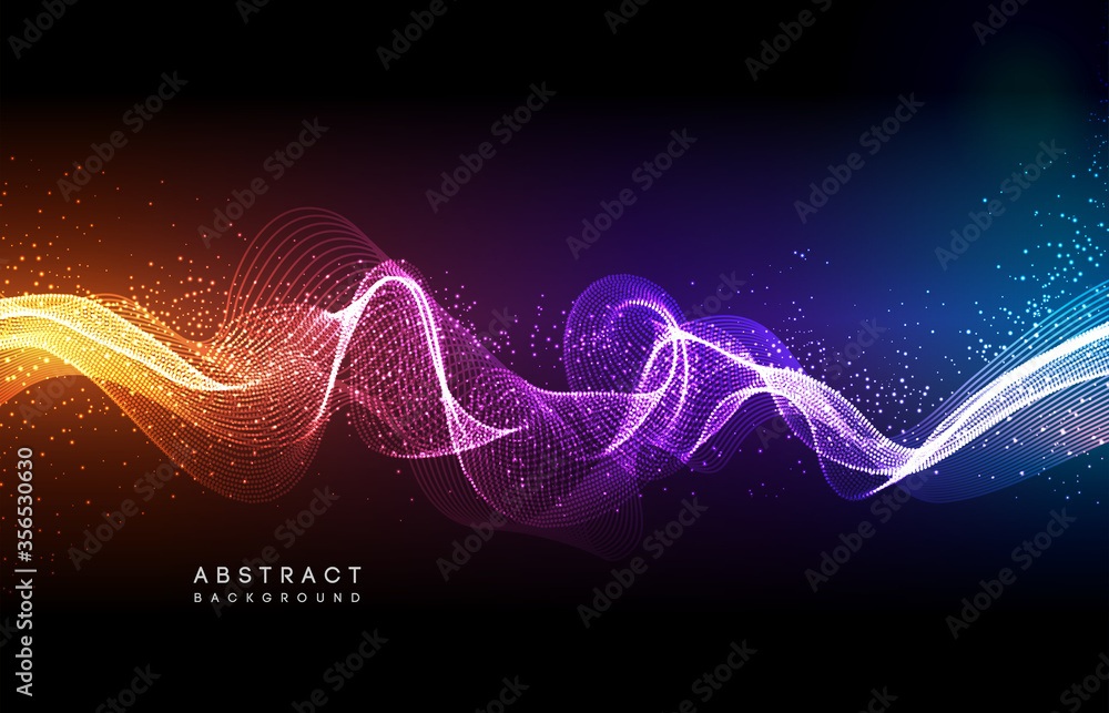 Aufkleber hi-tech futuristic techno background, neon shapes and dots. technology connection, big data, dotted 