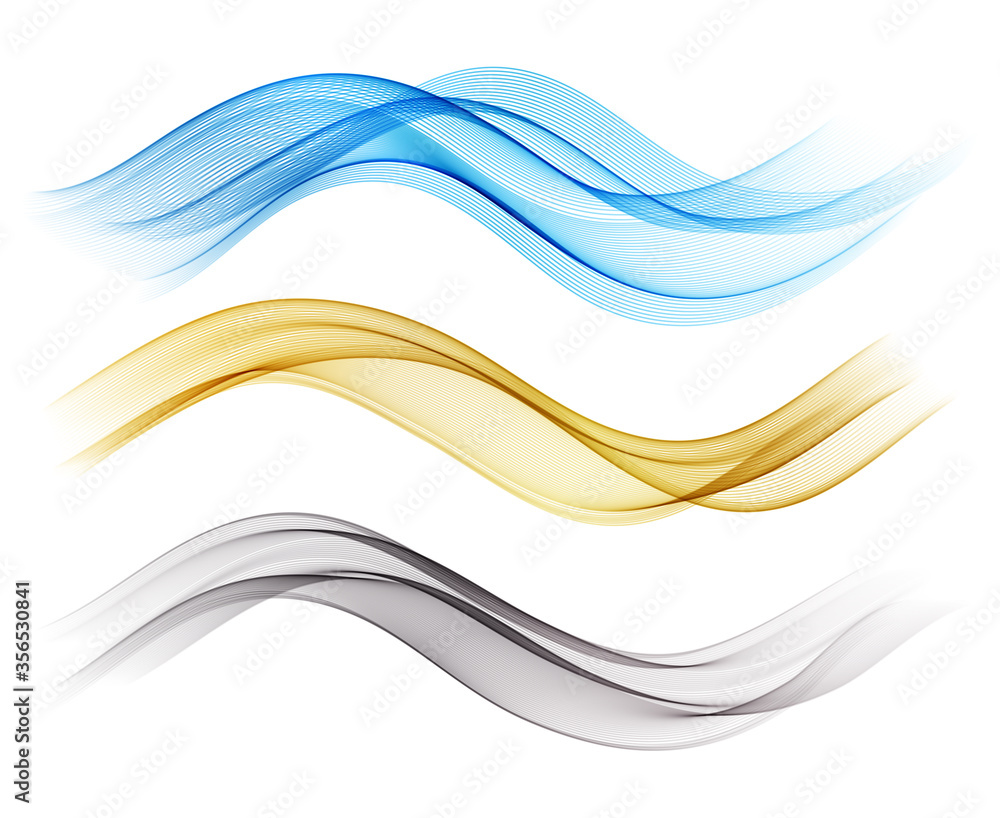 Poster set of color abstract wave design element