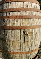 image of classic old holey wooden barrel