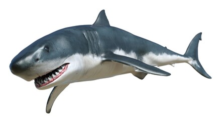 Shark isolated on white background 3d illustration