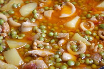 octopus with green peas