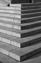 Wide, abstract, geometric fine art photography shots of granite, stone, or cement stairs and steps in black and white from city monuments and landmarks.