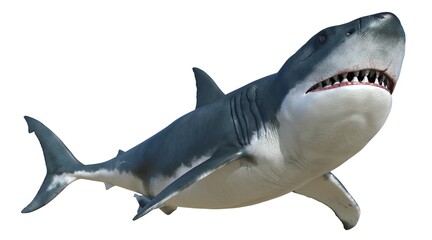 Shark isolated on white background 3d illustration