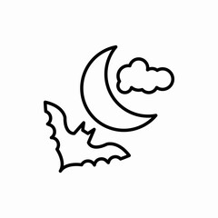 Outline bat and moon icon.Bat and moon vector illustration. Symbol for web and mobile
