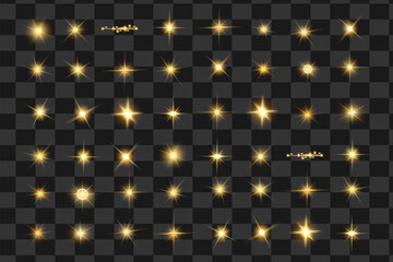 Glow isolated yellow light effect set,