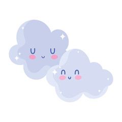 cute clouds cartoon decoration isolated design icon