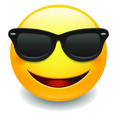 Sunglasses Expression Emoji Smiley Face Vector Design Art