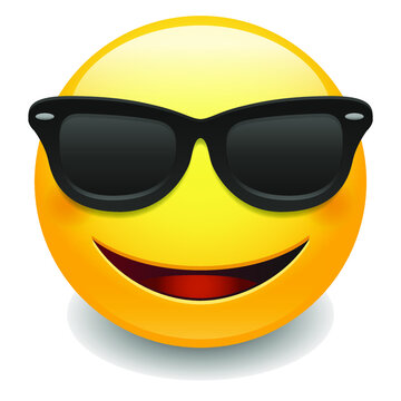Sunglasses Expression Emoji Smiley Face Vector Design Art