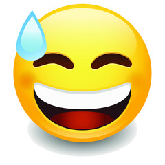 Sweat Tear Expression Emoji Smiley Face Vector Design Art