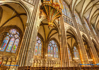 Inside Notre Dame Cathedral in Strasbourg, France
