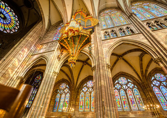 Inside Notre Dame Cathedral in Strasbourg, France
