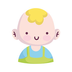 baby shower, cute little boy character, announce newborn welcome isolated design icon