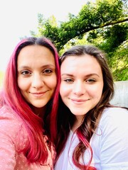 Close up, selfie, Beautiful Mother and Teenage Daughter