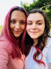 Close up, selfie, Beautiful Mother and Teenage Daughter