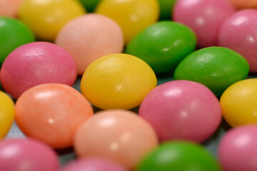 Colorful Dragees Chocolate drops Close-up