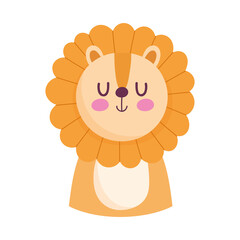 cute lion little animal cartoon isolated design icon