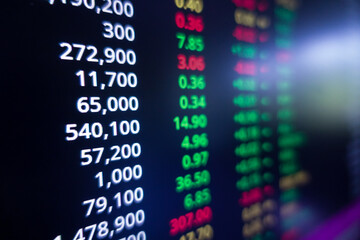 Obraz premium Stock exchange market graph on screen monitor. Economic and financial concept.