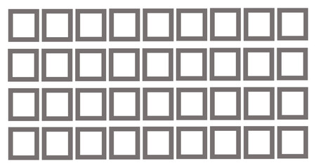 Collage template of 36 gray frames