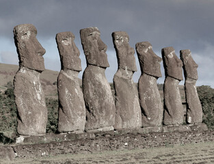 Moai on Easter Island at Ahu Akivi.