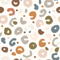  Seamless background gender neutral baby dotted pattern. Simple whimsical minimal earthy 2 tone color. Kids nursery wallpaper or boho spotted fashion all over print.