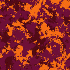 Seamless red camouflage abstract texture. Imperfect mottled pattern background. Organic camo distorted all over print. Distressed grunge modern graphic design swatch © Limolida Studio