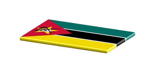 3D FLAT THIN NATIONAL FLAG WIHT CURVED EDGE : Mozambique