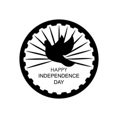 India independence day design with decorative dove and ashoka chakra symbol, silhouette style