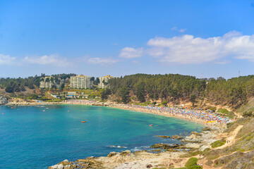 Panoramic view of "El Canelillo" beach in Algarrobo Chile during summer