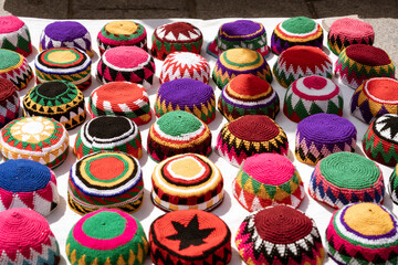 Muslim Skull Caps Are Displayed By Vendor for Sale.