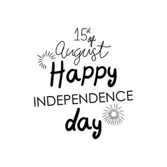 India independence day lettering design with decorative burst, silhouette style