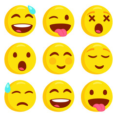 Emoji Kawaii Face Vector Design Art Trendy Communication Chat Elements