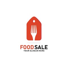 Price tags and forks for vector food sales logos